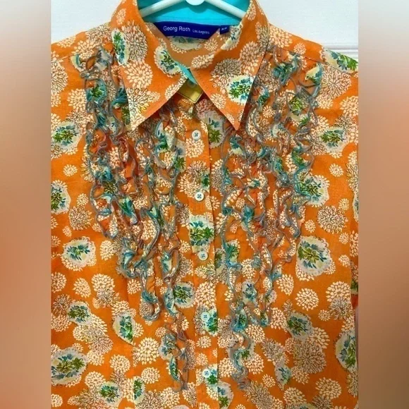 georg ROTH RUFFLE AND RIBBON SHIRT - Size XS - Picture 3 of 11